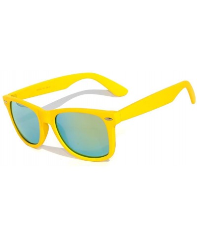 Wayfarer Classic Vintage Colored Mirror Lens Sunglasses Matte Frame Many Colors - Yellow - Green - C811NIWU0VD $7.13