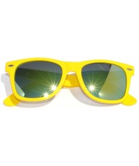 Wayfarer Classic Vintage Colored Mirror Lens Sunglasses Matte Frame Many Colors - Yellow - Green - C811NIWU0VD $18.07