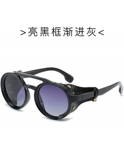 Round Polarized sunglasses polarized Europe personality - White Frame Gray - CU18X9Y76A2 $47.01