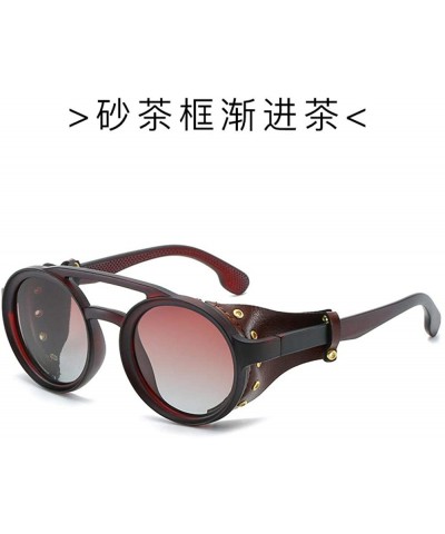 Round Polarized sunglasses polarized Europe personality - White Frame Gray - CU18X9Y76A2 $47.01