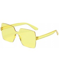 Rimless One Piece Rimless Sunglasses Transparent Trendy Oceanic Color Tinted Eyewear Retro Eyeglasses for Women Men - CJ199HZ...