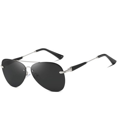 Aviator Polarized Aviator Sunglasses for Men Driving Fishing UV Protection - Silver - CI18Y9R697O $29.03