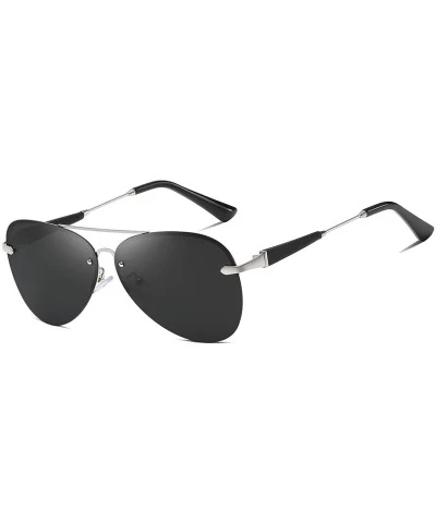 Aviator Polarized Aviator Sunglasses for Men Driving Fishing UV Protection - Silver - CI18Y9R697O $28.65