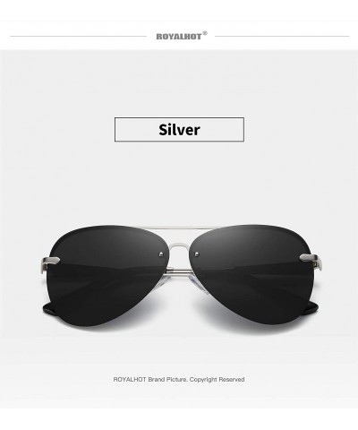 Aviator Polarized Aviator Sunglasses for Men Driving Fishing UV Protection - Silver - CI18Y9R697O $13.75