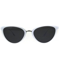 Cat Eye Womens Cat Eye Thin Horn Rim Plastic Sunglasses - White Black - CE18CIAL8ER $10.07