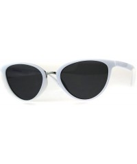 Cat Eye Womens Cat Eye Thin Horn Rim Plastic Sunglasses - White Black - CE18CIAL8ER $10.07