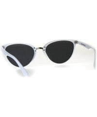 Cat Eye Womens Cat Eye Thin Horn Rim Plastic Sunglasses - White Black - CE18CIAL8ER $10.07