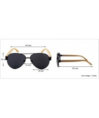 Oversized Men Women Aviator Polarized Wood Sunglasses UV400 - Silver Frame Blue Lens - CD18369N5I2 $25.62