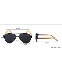 Oversized Men Women Aviator Polarized Wood Sunglasses UV400 - Silver Frame Blue Lens - CD18369N5I2 $16.15