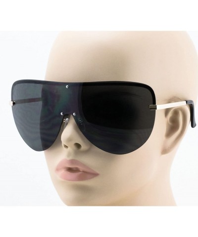 Shield XXXL OVERSIZED Huge Big MASK SHIELD Half Face Owen Large Sunglasses - Black-gold - CP11HWM9QIX $10.22