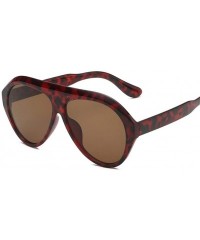 Shield Retro Thick Frame Black Pilot Sunglasses Women Ladies Mirror Lens Shield Sun Glasses For Female - Red Leopard - C91998...