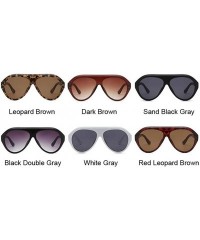 Shield Retro Thick Frame Black Pilot Sunglasses Women Ladies Mirror Lens Shield Sun Glasses For Female - Red Leopard - C91998...