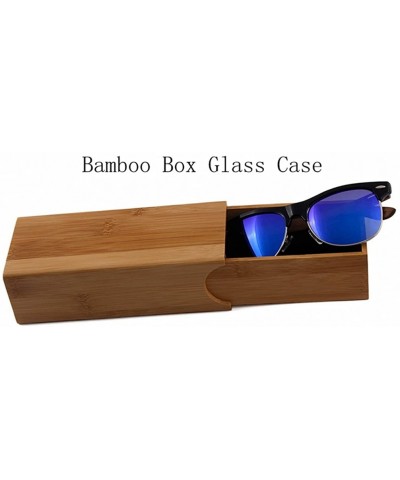 Oversized Men Women Aviator Polarized Wood Sunglasses UV400 - Silver Frame Blue Lens - CD18369N5I2 $16.15