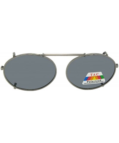 Oval Oval Polarized Clip-on Sunglasses - Pewter Frame-gray Lenses - CZ189NT8NNL $12.58