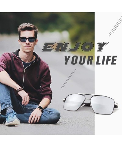 Rectangular Al-Mg Alloy Pilot Polarized Sunglasses for Men Vintage Rectangle UV400 Protection 2019 Trendy MOS05 - CZ18XE5CQCR...