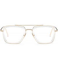 Sport Vintage Aviator Square Sunglasses for Men Women Gold Frame Retro Brand Designer Classic Tony Stark Sunglasses - CX18OUZ...