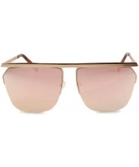 Oversized Unisex Fearless Bold Flat Top Brow-Bar Mirrored Sunglasses A054 - Gold/ Pink Revo - C11885G4S3D $14.76