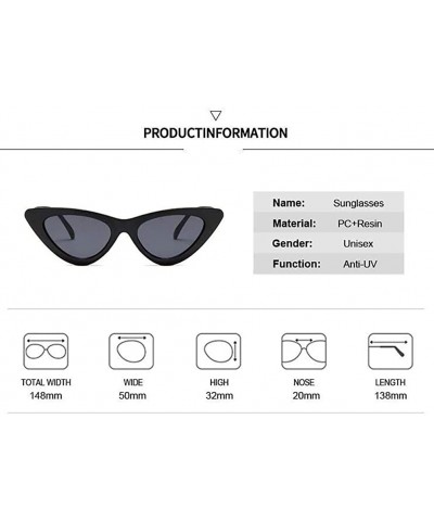 Rectangular Retro Small Sunglasses-Polarized Shade Glasses With Classic Narrow Cat Eye Lens - H - CB1905YQXI8 $33.25