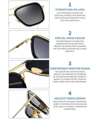 Sport Vintage Aviator Square Sunglasses for Men Women Gold Frame Retro Brand Designer Classic Tony Stark Sunglasses - CX18OUZ...