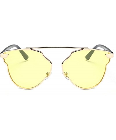 Oversized Retro Classic Sunglasses for women metal Resin UV400 Sun glasses - Gold Yellow - CR18T63X56M $39.79