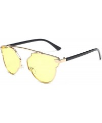 Oversized Retro Classic Sunglasses for women metal Resin UV400 Sun glasses - Gold Yellow - CR18T63X56M $23.26
