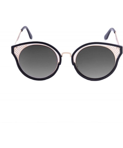 Oval Cat Eye Mirrored Flat Lenses Street Fashion Metal Frame Women Sunglasses Case - CU18EM26U0R $19.96