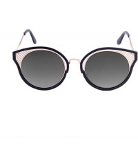 Oval Cat Eye Mirrored Flat Lenses Street Fashion Metal Frame Women Sunglasses Case - CU18EM26U0R $36.59