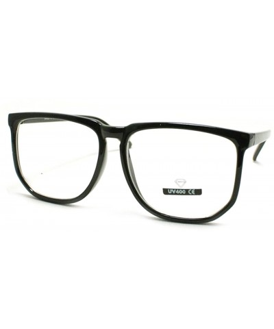 Square Unique Square Eyeglasses Geek Nerdy Fashion Clear Lens Eyewear - Black - CY11CE0B0C3 $19.47