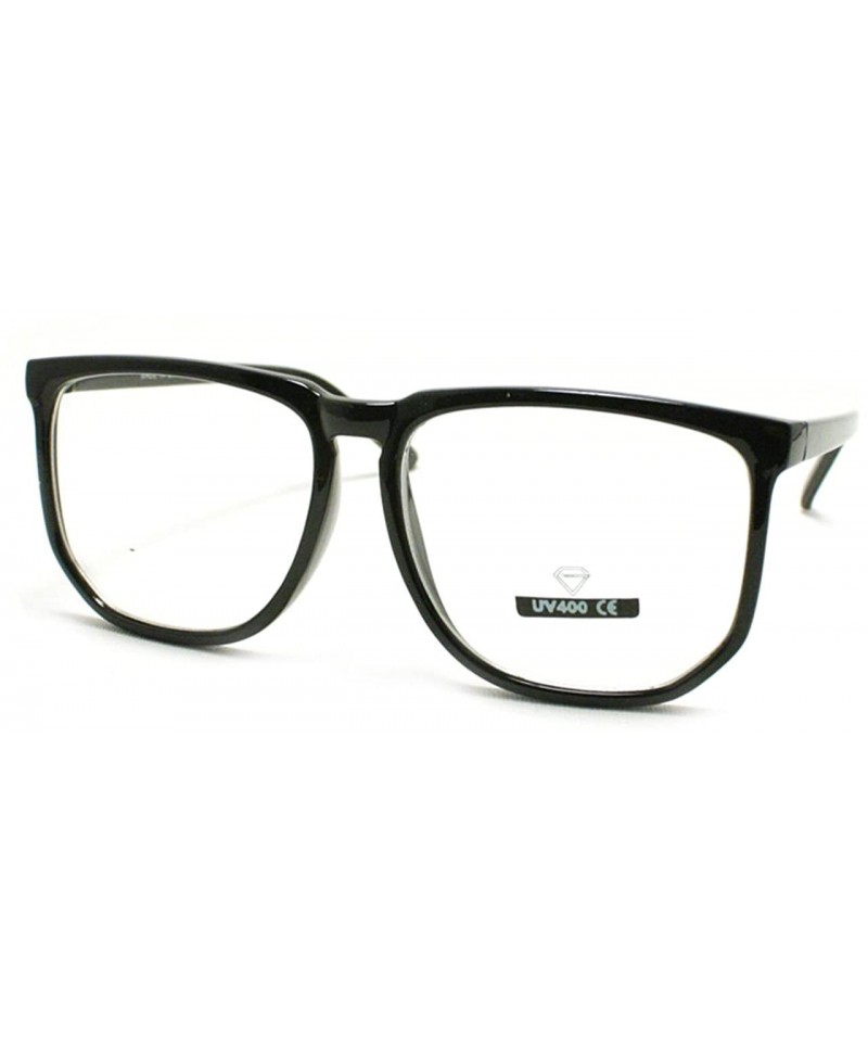 Square Unique Square Eyeglasses Geek Nerdy Fashion Clear Lens Eyewear - Black - CY11CE0B0C3 $9.21