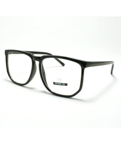 Square Unique Square Eyeglasses Geek Nerdy Fashion Clear Lens Eyewear - Black - CY11CE0B0C3 $9.21