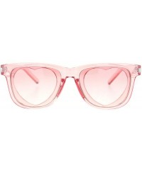 Rectangular Unisex Heart Shape Cutout Lens Horn Rim Hipster Plastic Sunglasses - Pink - CY18O9NMWC8 $14.67