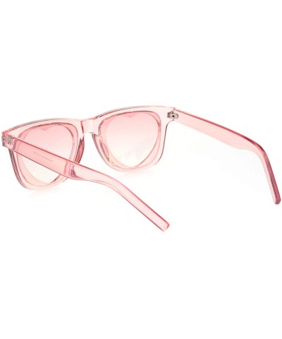 Rectangular Unisex Heart Shape Cutout Lens Horn Rim Hipster Plastic Sunglasses - Pink - CY18O9NMWC8 $14.67