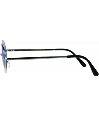 Round Hippie Groovy Color Lens Metal Rim Circle Lens Sunglasses - Blue - CS186GK0ELO $8.79