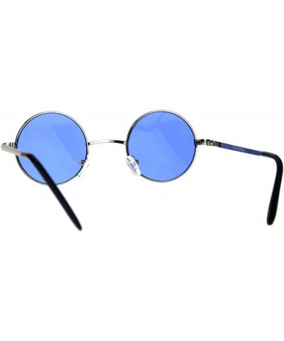 Round Hippie Groovy Color Lens Metal Rim Circle Lens Sunglasses - Blue - CS186GK0ELO $8.79