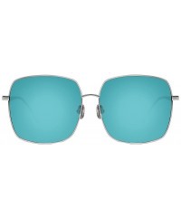 Square Oversize Rectangle Lens with Metal Frame Polarized Sunglasses for Women and Men UV 400 Protection - Silver - CL18GDK8E...