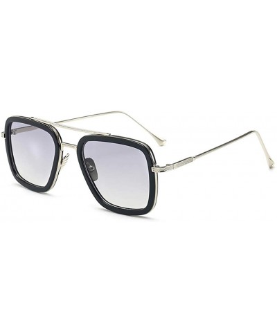 Round Iron Man Tony Stark Sunglasses Square Metal Frame Men Women - Lightgray - CG18WXOHALN $10.83