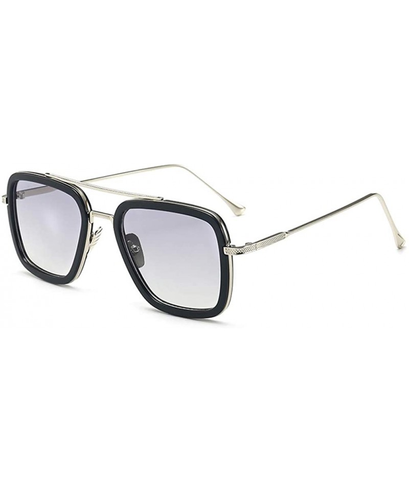 Round Iron Man Tony Stark Sunglasses Square Metal Frame Men Women - Lightgray - CG18WXOHALN $10.83