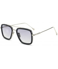 Round Iron Man Tony Stark Sunglasses Square Metal Frame Men Women - Lightgray - CG18WXOHALN $10.83