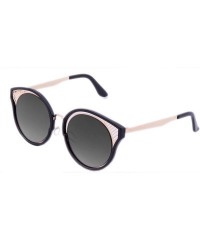Oval Cat Eye Mirrored Flat Lenses Street Fashion Metal Frame Women Sunglasses Case - CU18EM26U0R $36.59