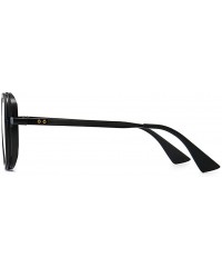 Square woman man metal Square sunglasses Laser-etched lens flat-top aviator sunglasses - Black - CU18ACCN93I $14.88