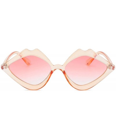 Rectangular Fashion Lips Frame Oversized Plastic Lenses Sunglasses for Women UV400 - Pink - C818NLS458I $17.86