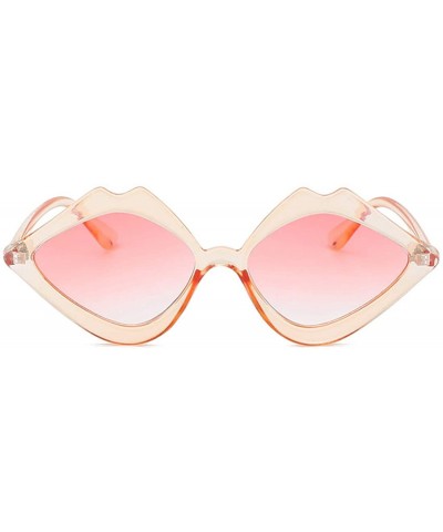 Rectangular Fashion Lips Frame Oversized Plastic Lenses Sunglasses for Women UV400 - Pink - C818NLS458I $7.24