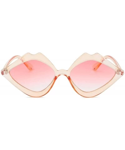 Rectangular Fashion Lips Frame Oversized Plastic Lenses Sunglasses for Women UV400 - Pink - C818NLS458I $18.34