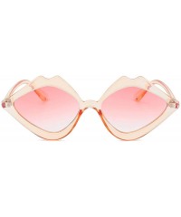 Rectangular Fashion Lips Frame Oversized Plastic Lenses Sunglasses for Women UV400 - Pink - C818NLS458I $7.24