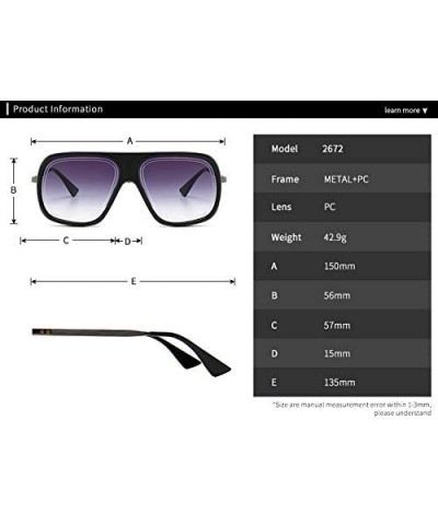 Square woman man metal Square sunglasses Laser-etched lens flat-top aviator sunglasses - Black - CU18ACCN93I $14.88