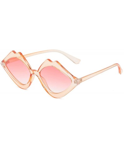 Rectangular Fashion Lips Frame Oversized Plastic Lenses Sunglasses for Women UV400 - Pink - C818NLS458I $7.24