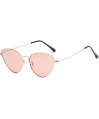 Goggle Cat Eye Mirrored Sunglasses Metal Frame Flat Lens LK1742 - Gold/Transparent Pink - CN18CUE86MN $11.11