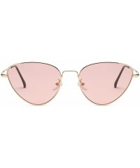 Goggle Cat Eye Mirrored Sunglasses Metal Frame Flat Lens LK1742 - Gold/Transparent Pink - CN18CUE86MN $11.11