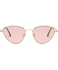 Goggle Cat Eye Mirrored Sunglasses Metal Frame Flat Lens LK1742 - Gold/Transparent Pink - CN18CUE86MN $11.11