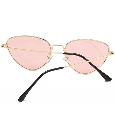 Goggle Cat Eye Mirrored Sunglasses Metal Frame Flat Lens LK1742 - Gold/Transparent Pink - CN18CUE86MN $11.11